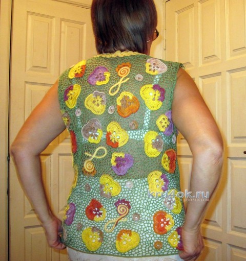 Летняя блузка Цветочное настроение. Работа Любови вязание и схемы вязания