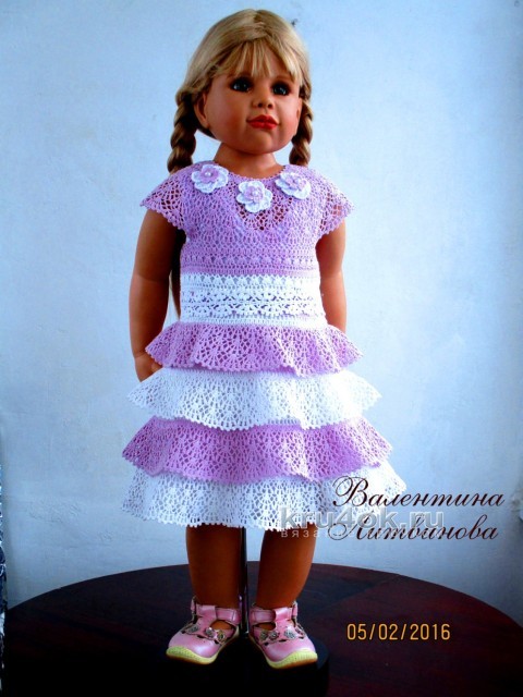 Платье для девочки Юная леди. Работа Валентины Литвиновойа вязание и схемы вязания