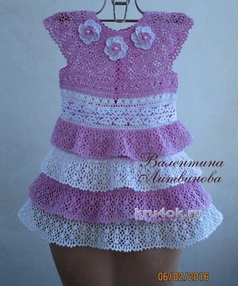 Платье для девочки Юная леди. Работа Валентины Литвиновойа вязание и схемы вязания