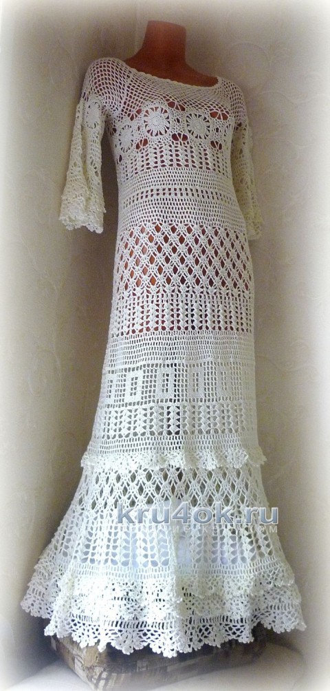 Платье Сати. Работа Олеси Петровой вязание и схемы вязания