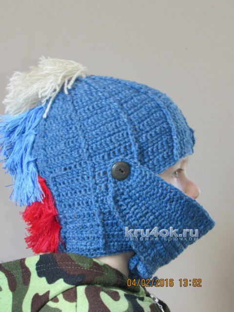 Вязаный шлем для мальчика. Работа Галины вязание и схемы вязания