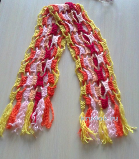 Радужный шарфик. Работа Любови Волковой вязание и схемы вязания