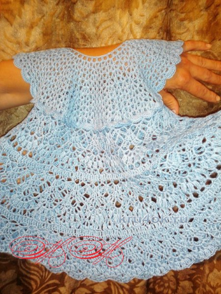 Бирюзовое платье для девочки. Работа Марины Михайловны вязание и схемы вязания