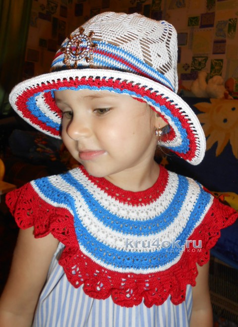 Платье и шляпка для девочки. Работы Галины Лукериной вязание и схемы вязания