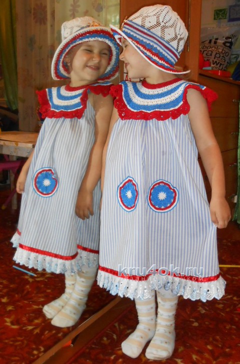 Платье и шляпка для девочки. Работы Галины Лукериной вязание и схемы вязания