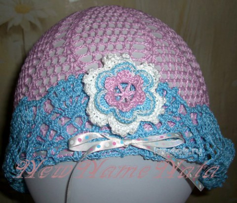 Розовая шляпка для девоки. Работа NewNameNata вязание и схемы вязания