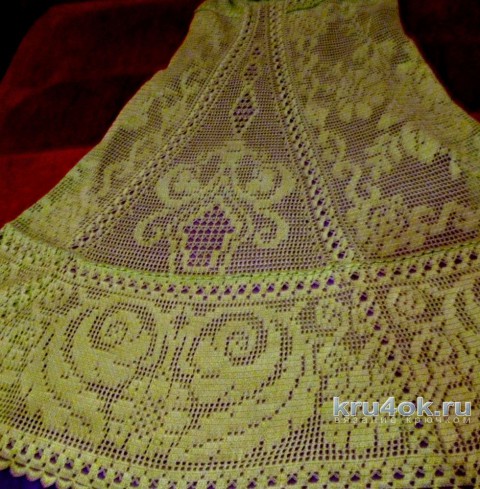 Женское платье крючком. Работа Ирины вязание и схемы вязания