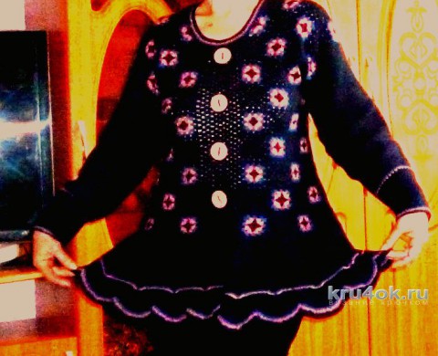 Пуловер из бабушкиных квадратов. Работа Ирины вязание и схемы вязания