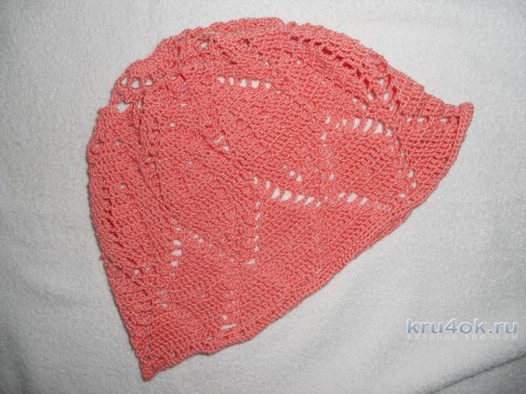 Персиковая шапочка для девочки. Работа Эльвиры Ткач вязание и схемы вязания