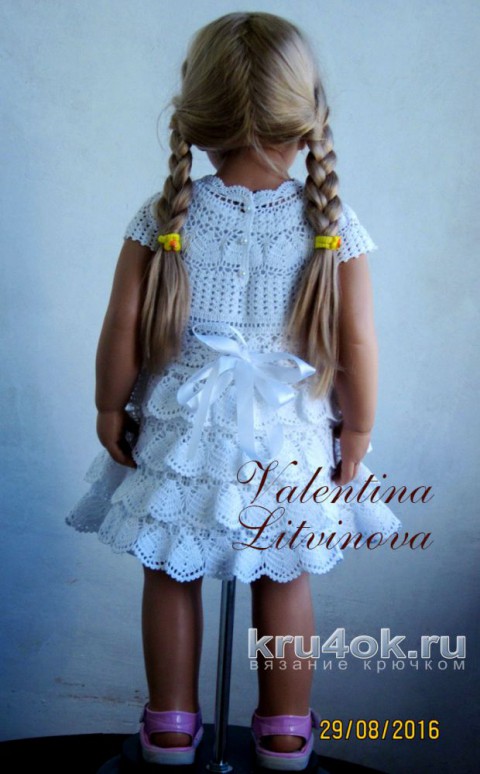 Детское платье крючком. Работа Валентины Литвиновой вязание и схемы вязания