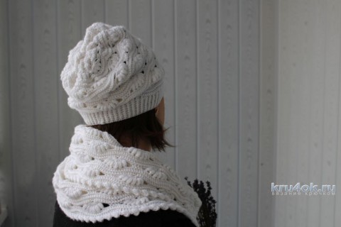 Комплект Белое облако - шапка, снуд и митенки вязание и схемы вязания