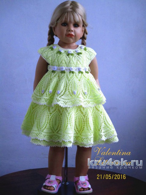 Платье для девочки Канареечка. Работа Валентины Литвиновой вязание и схемы вязания