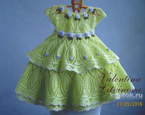 Платье для девочки Канареечка. Работа Валентины Литвиновой вязание и схемы вязания