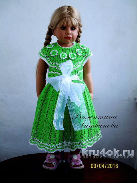 Вязаное платье и шляпка для девочки. Работы Валентины Литвиновой вязание и схемы вязания