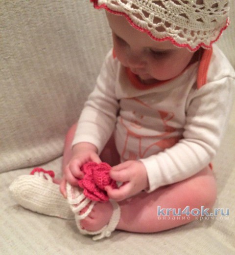 Босоножки для девочки крючком. Работа Яны вязание и схемы вязания