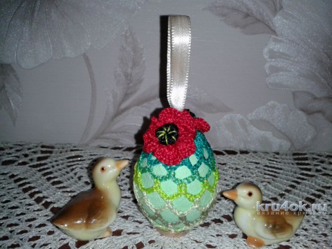 Пасхальное яйцо с цветком маки. Мастер - класс от Фланденой Татьяны вязание и схемы вязания