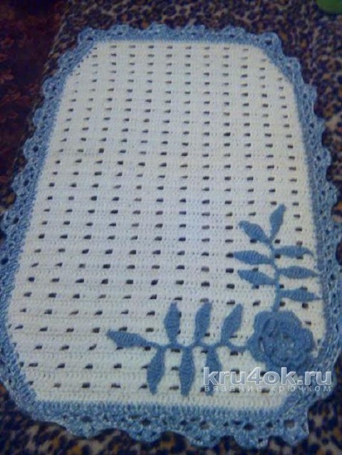 Вязаный коврик для ванной. Работа Виктории вязание и схемы вязания