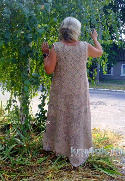 Платье крючком в стиле бохо. Работа Татьяны Колесниченко Тарчевской вязание и схемы вязания