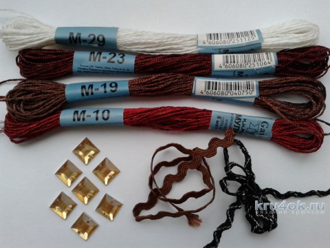Сумка с вязаной отделкой. Работа Фланденой Татьяны вязание и схемы вязания