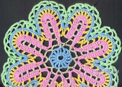 Вязаная шаль с цветами. Работа Татьяны Родионовой вязание и схемы вязания