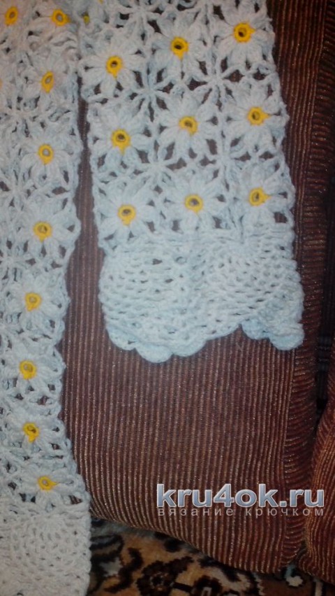 Женский пуловер из ромкашек крючком. Работа Ирины Колотуша вязание и схемы вязания