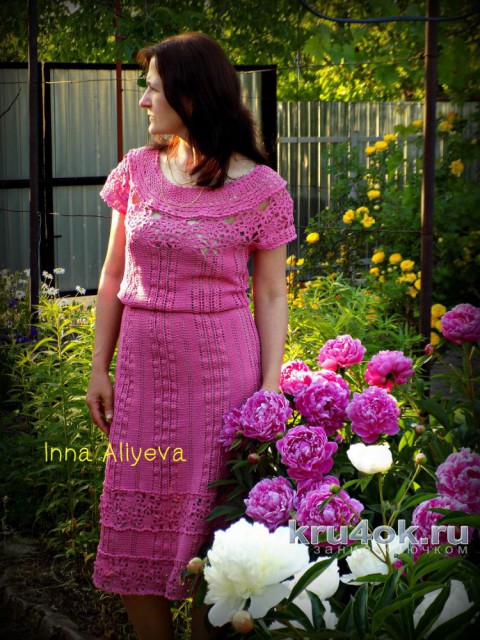 Платье крючком Leonora от Vanessa Montoro. Работа Inna Aliyeva вязание и схемы вязания