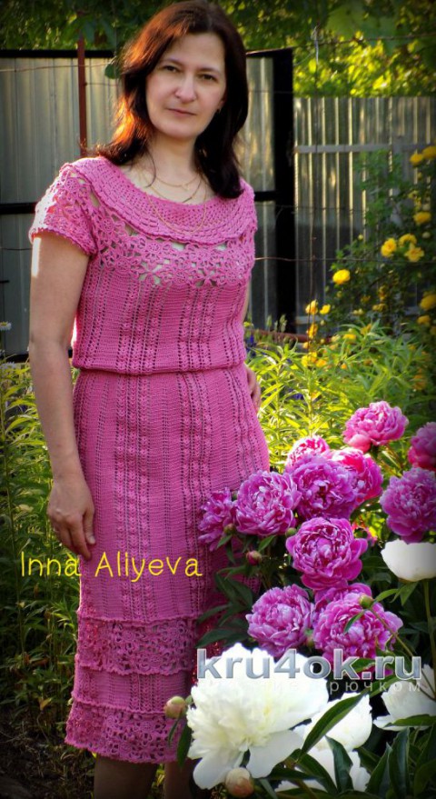 Платье крючком Leonora от Vanessa Montoro. Работа Inna Aliyeva вязание и схемы вязания