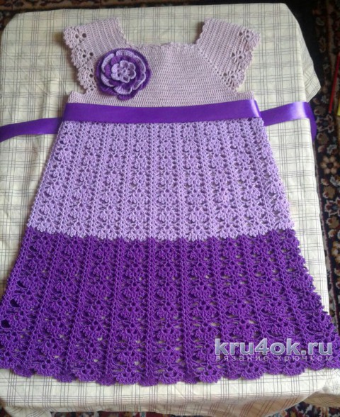 Детское платье крючком. Работа Юлии Ковалевой вязание и схемы вязания