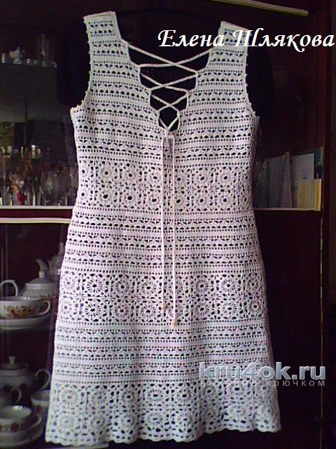 Платье Белая мережка. Работа Елены Шляковой вязание и схемы вязания