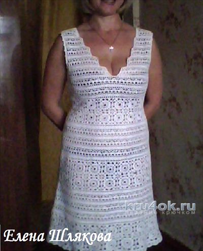 Платье Белая мережка. Работа Елены Шляковой вязание и схемы вязания