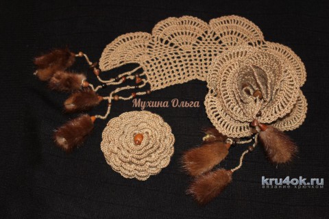 Ажурный шарфик. Работа Мухиной Ольги вязание и схемы вязания