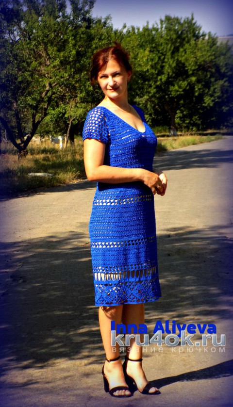 Женской платье крючком. Работа Inna Aliyeva вязание и схемы вязания