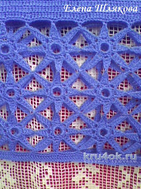 Платье Синие звездочки крючком. Работа Елены Шляковой вязание и схемы вязания