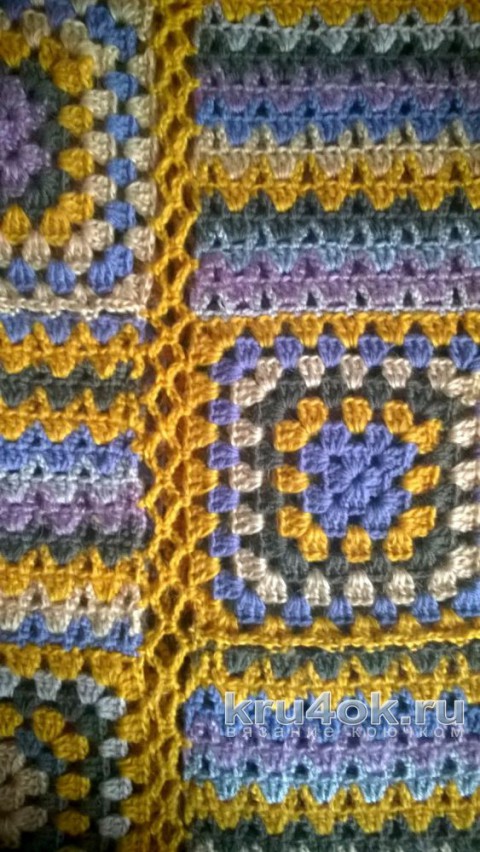 Разноцветная туника из квадратов крючком. Работа Елены Шевчук вязание и схемы вязания