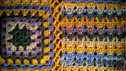 Разноцветная туника из квадратов крючком. Работа Елены Шевчук вязание и схемы вязания