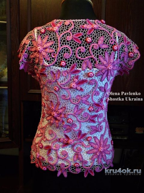 Блуза Летний рассвет в технике ирландского кружева. Работа Елены Павленко вязание и схемы вязания