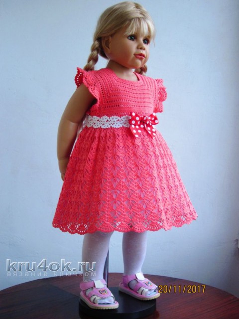 Детское платье Julietta крючком. Работа Валентины Литвиновой вязание и схемы вязания