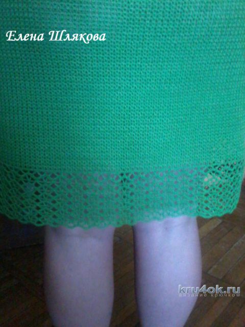 Женское платье крючком. Работа Елены Шляковой вязание и схемы вязания