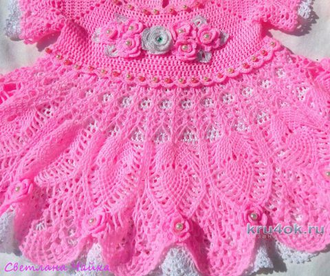 Ажурный комплект Зефирка. Платье и пинетки для девочки вязание и схемы вязания