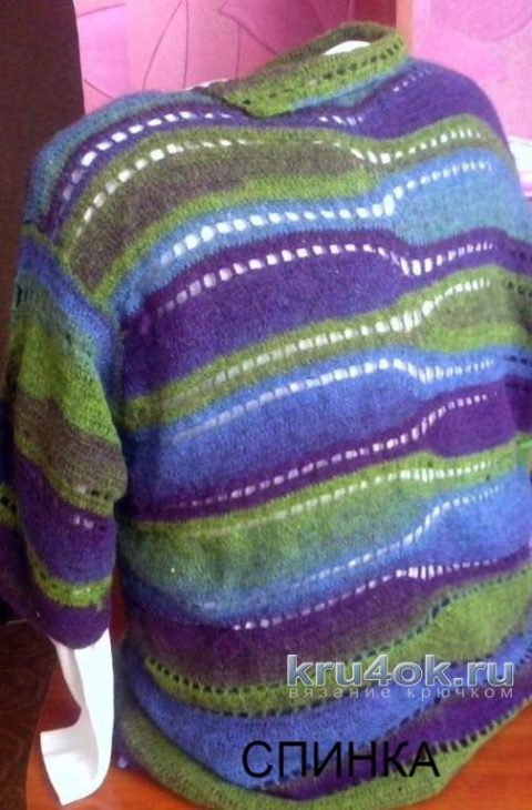 Женский свитер крючком. Работа Аллы вязание и схемы вязания