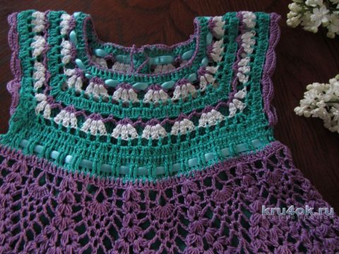 Платье для девочки Сирень. Работа Наталии Левиной вязание и схемы вязания