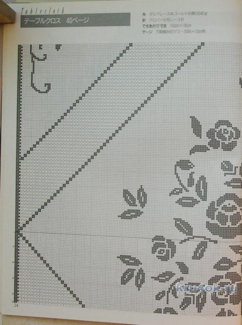 Вязаная крючком скатерть Чайная роза вязание и схемы вязания