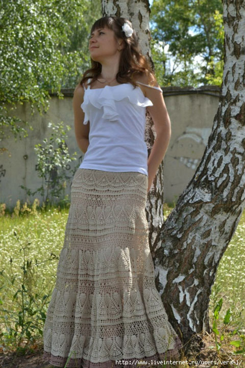 Шикарная миди юбка с кружевом, хлопок, Италия, l-ка, 48