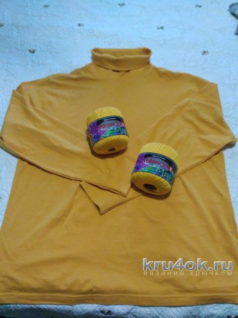 Летняя комбинированная футболка крючком. Работа Ирины вязание и схемы вязания