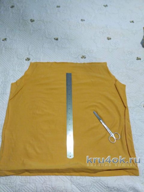 Летняя комбинированная футболка крючком. Работа Ирины вязание и схемы вязания