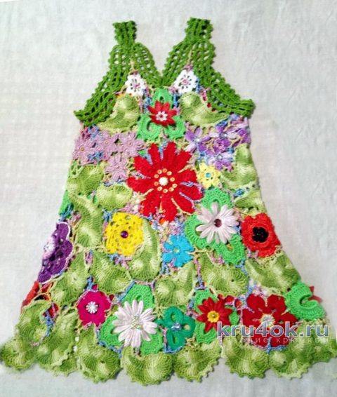 Платье для девочки крючком. Работа Нины Яснило вязание и схемы вязания