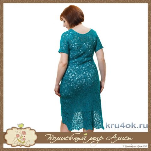 Платье цвета Морская волна. Работа Alise Crochet вязание и схемы вязания
