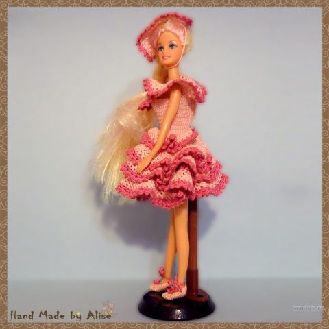 Нарядное платье для куклы Барби. Работа Alise Crochet вязание и схемы вязания