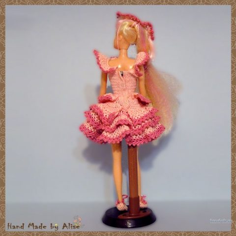 Нарядное платье для куклы Барби. Работа Alise Crochet вязание и схемы вязания