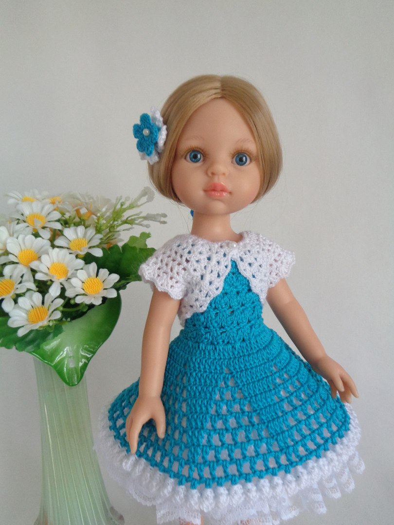 Платье «Экрю» с кружевом для куклы Паола Рейна | Вязание крючком от Елены Кожухарь